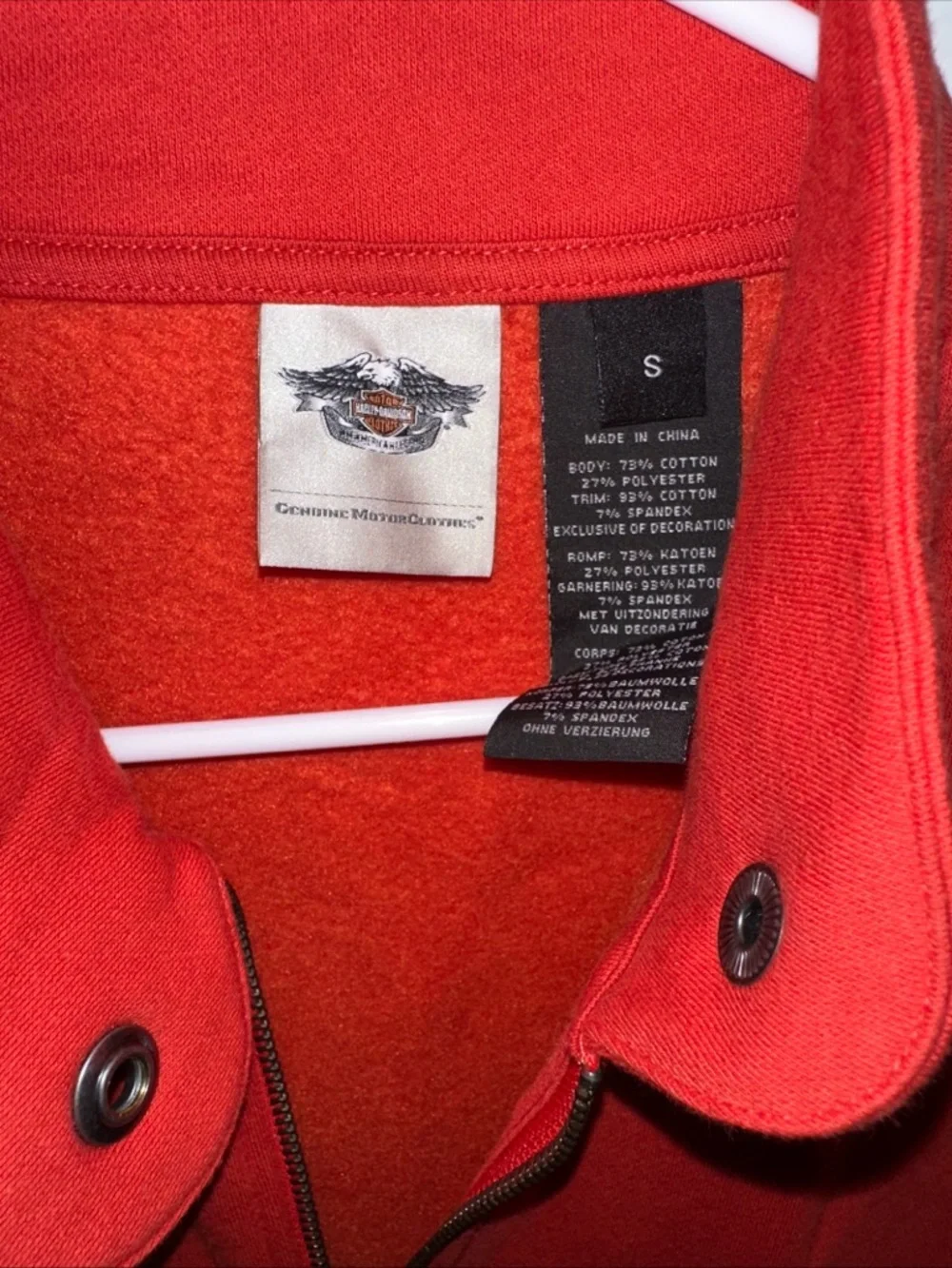 Harley-Davidson Women's Bright Red Zip-Up Bomber Jacket - Picture 3 of 6